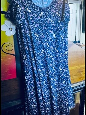 Jolie & Joy with Love Floral Sleeveless Dress - Navy & Light Blue